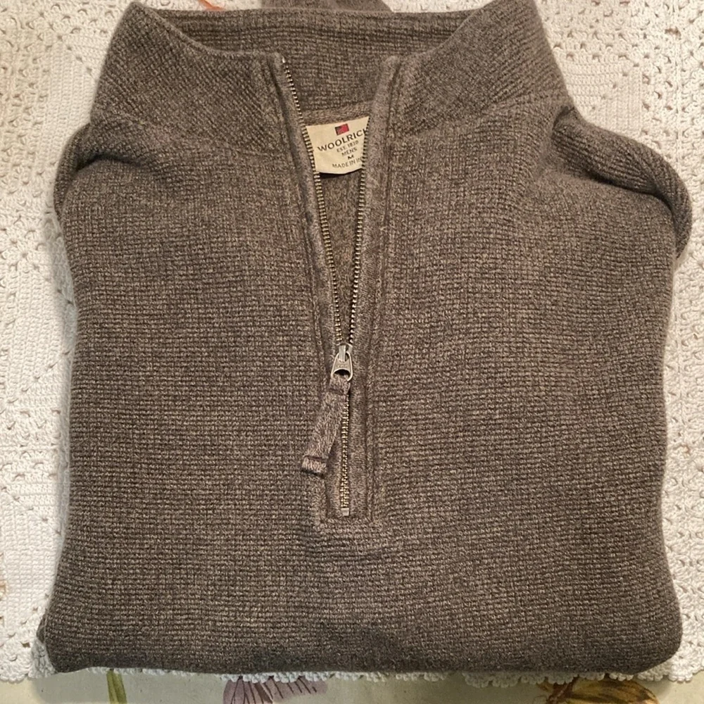 Woolrich heavy waffleknit zippered Henley men’s M 100% cotton
